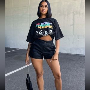 High-rise Black Leather shorts